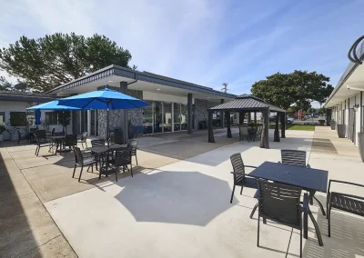 The courtyard with tables at Buena Vista